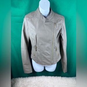 Women's Tan Faux Leather Jacket